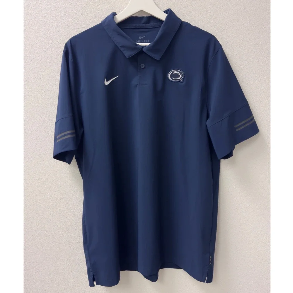 Nike Penn State Nittany Lions Polo Mens XL Navy Blue Dri-FIT Logo Collegiate